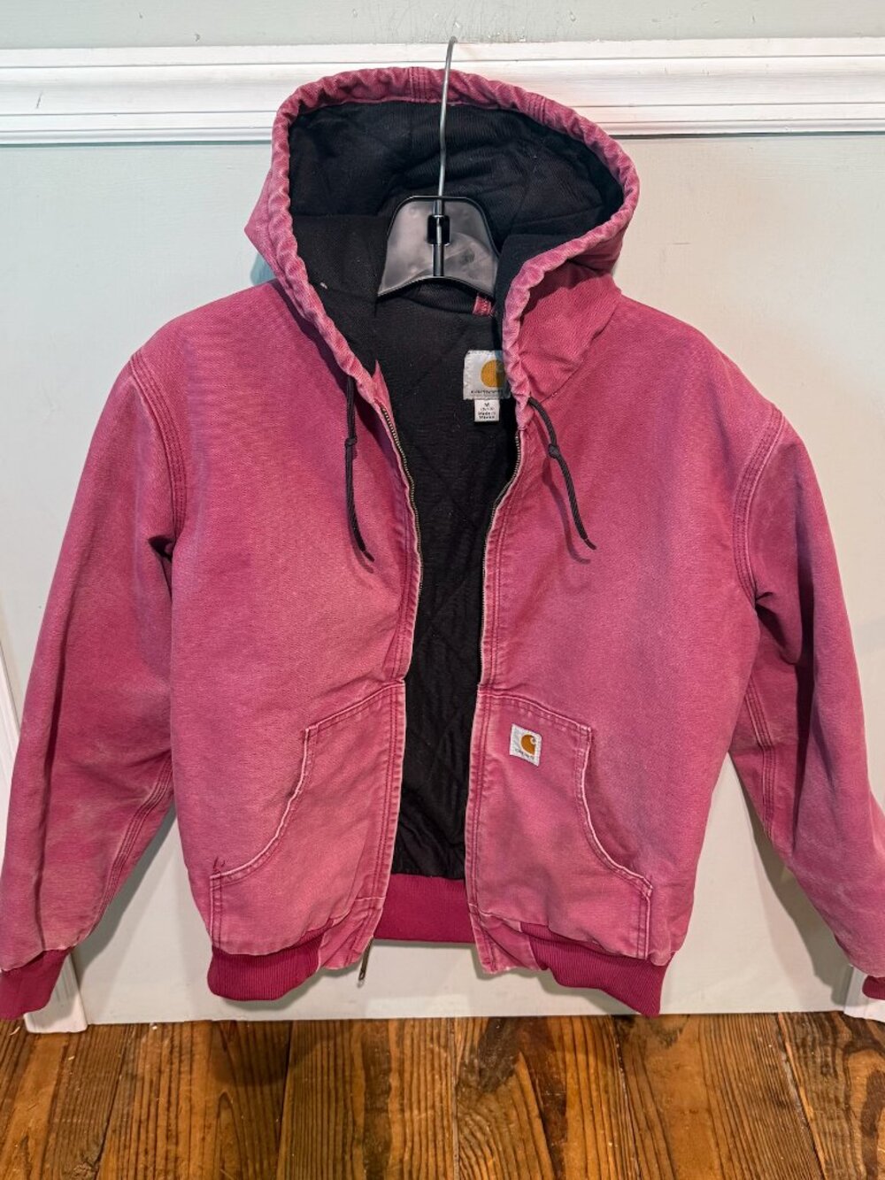 Vintage Carhartt Quilt-Lined Hooded Jacket WJ130 Women's Size Medium 8/10 RARE